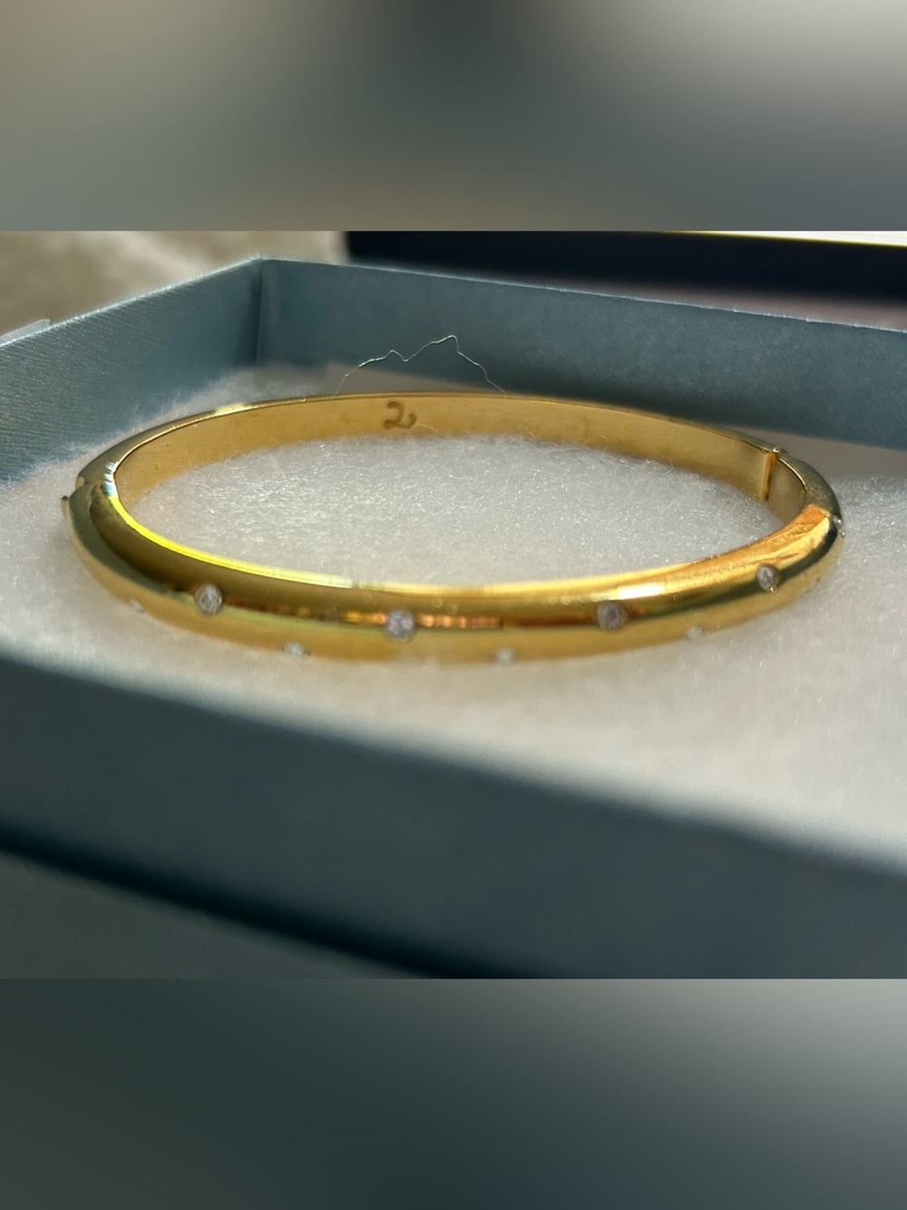 Touchstone Crystal Gold Tone Bangle with Clear Crystals
